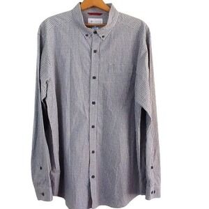 Columbia Mens Long Sleeve Button Down Shirt Gray Plaid Size L Casual